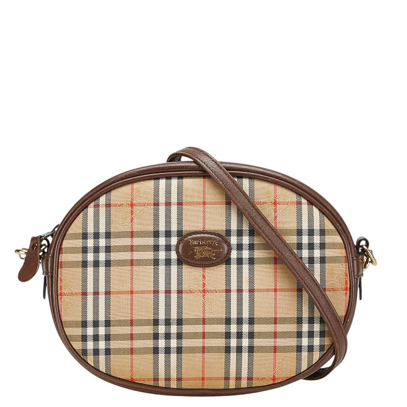 Burberry Nova Check Shadow Horse Canvas Leather Shoulder Bag