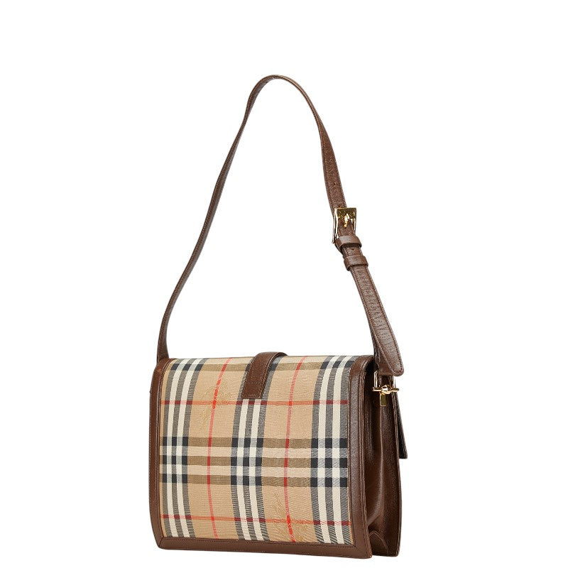 Burberry Shadow Horse Nova Check Canvas Leather Shoulder Bag