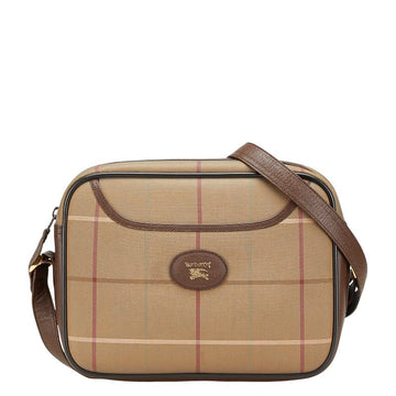 Burberry Check Canvas Leather Shoulder Bag