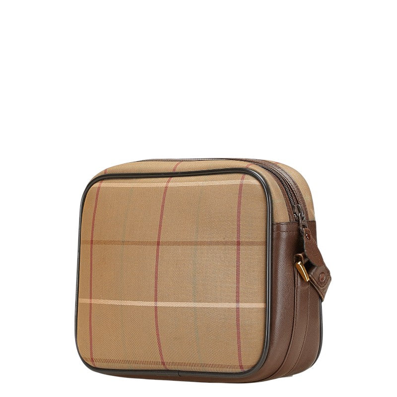 Burberry Check Canvas Leather Shoulder Bag