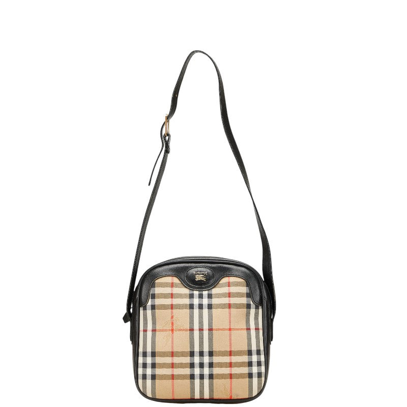 Burberry Nova Check Shadow Horse Canvas Leather Shoulder Bag
