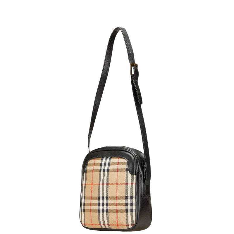Burberry Nova Check Shadow Horse Canvas Leather Shoulder Bag