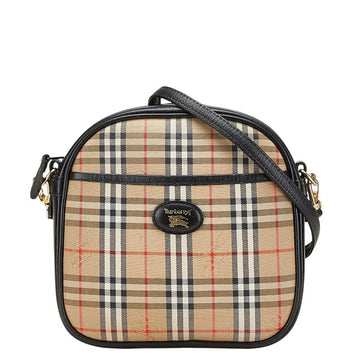 Burberry Nova Check Shadow Horse Canvas Leather Shoulder Bag