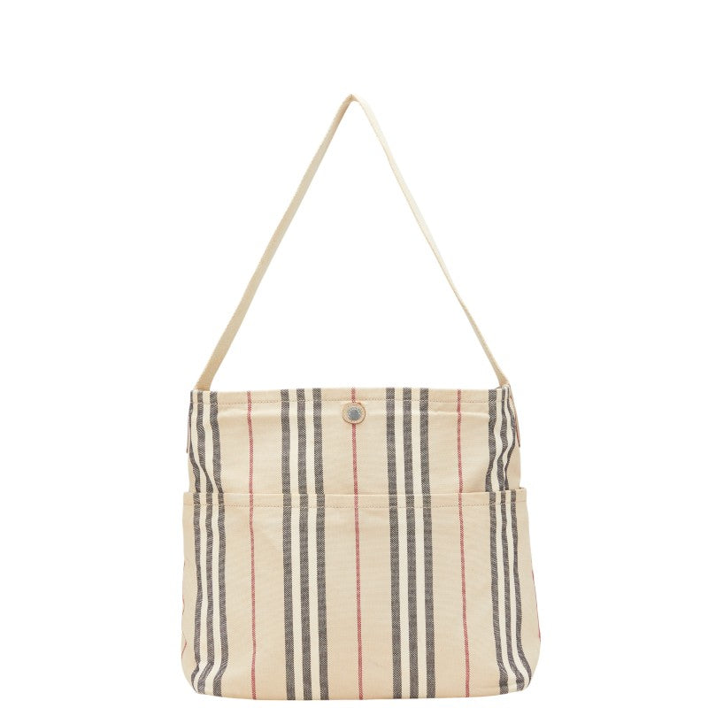 Burberry Stripe Canvas Leather Shoulder Bag