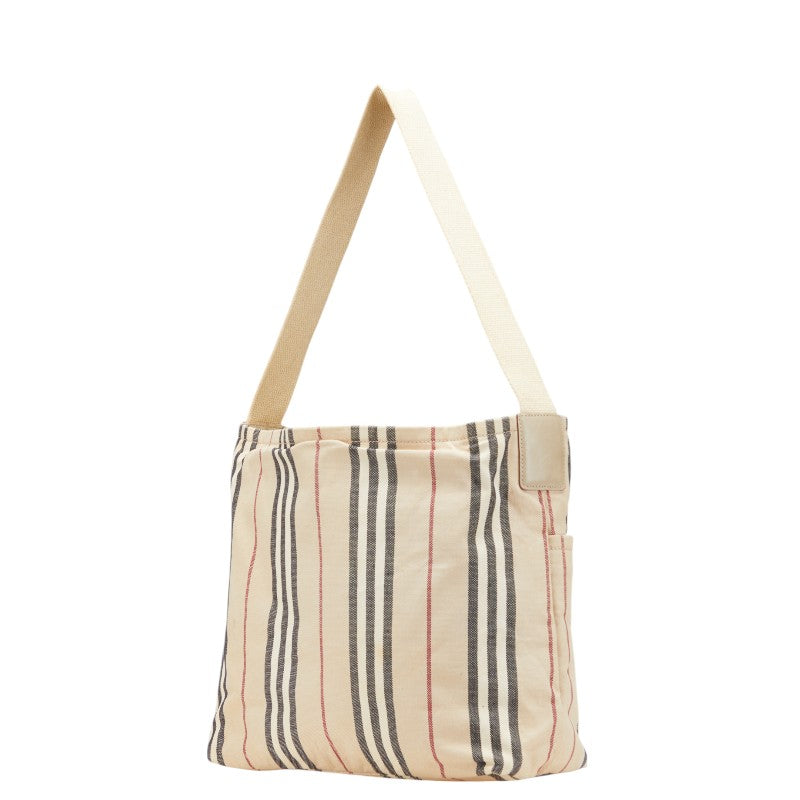Burberry Stripe Canvas Leather Shoulder Bag