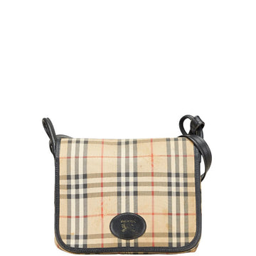 Burberry Nova Check Shadow Horse Canvas Leather Shoulder Bag