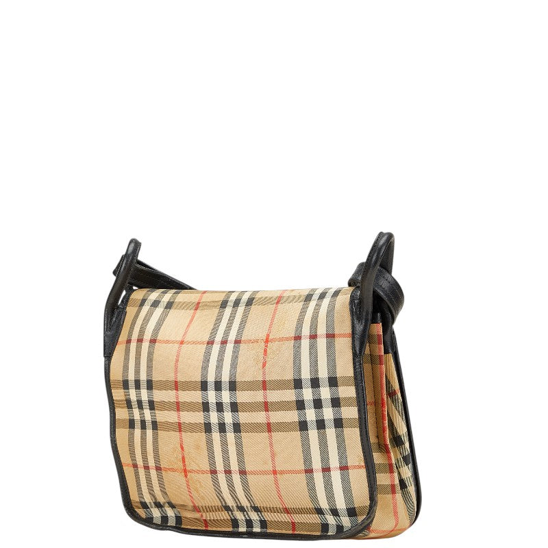 Burberry Nova Check Shadow Horse Canvas Leather Shoulder Bag