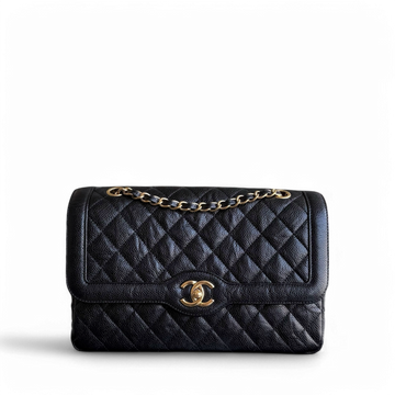 Chanel Seasonal Two-Tone Flap - Caviar 28CM Quilted Black Gold Hardware Series 21