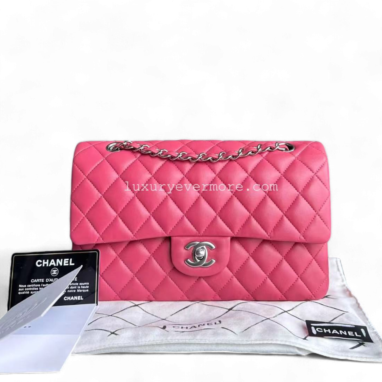 *Un, Full Set, Receipt* Classic Flap Medium Quilted Lambskin Pink Series 29