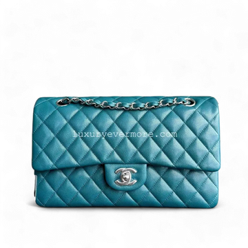 *Un* Chanel Classic Flap Medium - Caviar Quilted Calfskin Green Blue SHW No 26