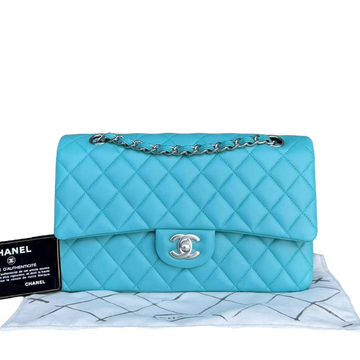 *Un* Chanel Classic Flap Medium - 25CM Quilted Lambskin Blue Silver Hardware Series 19