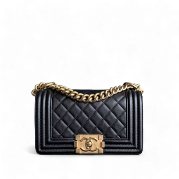 Chanel Boy Small - Caviar 20CM Quilted Black Gold Hardware Series 29