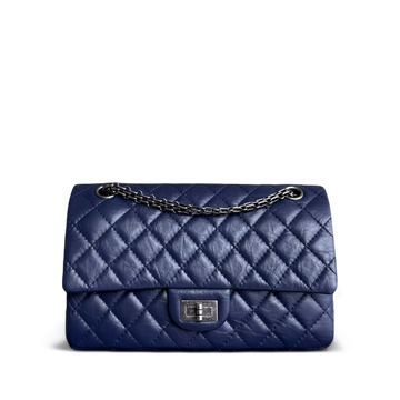 Chanel 2.55 Reissue 225 Small - 24CM Quilted Aged Calfskin Dark Blue Ruthenium Silver Hardware Series 21
