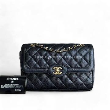 Chanel Caviar Small 23CM 16C Two-Tone Day Flap Black Golden Hardware Series 21