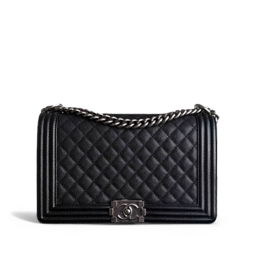 Chanel Boy Medium - Caviar 28CM Quilted Ruthenium Silver Hardware Series 19