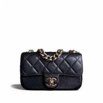 Chanel Seasonal Chain Flap - Caviar 20CM Quilted Black Gold Hardware Series 24