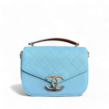 Chanel Coco Curve Cuba - Caviar Medium Light Blue Quilted Shoulder Bag