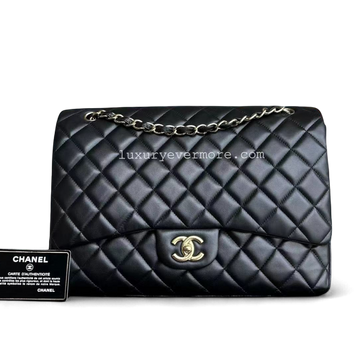 Maxi Classic Flap Single Flap 34CM Quilted Lambskin Black Golden Hardware Series 14