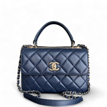 Chanel Trendy CC Small 25CM - Quilted Lambskin Dark Navy Blue Gold Hardware Series 24