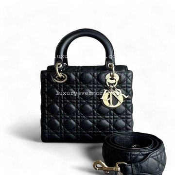 *Flap, Grained Calf* Lady Medium Grained Calfskin Black Golden Hardware