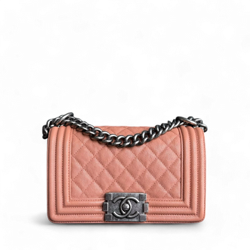 Chanel Boy Small - Caviar 20CM Quilted Blush Ruthenium Silver Hardware Series 27