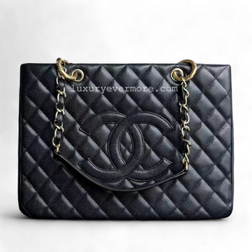 Caviar GST Grand Shopping Tote Quilted Black Golden Hardware Series 12