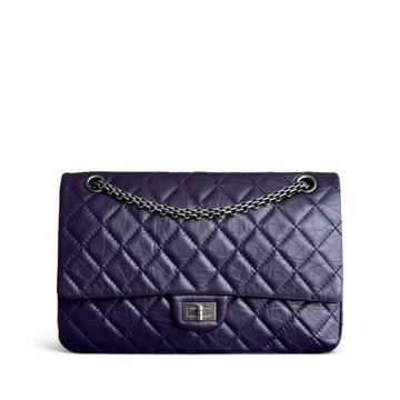 Chanel 2.55 Reissue 226 Medium - Quilted Aged Calfskin Dark Violet Purple Ruthenium Silver Hardware Series 17