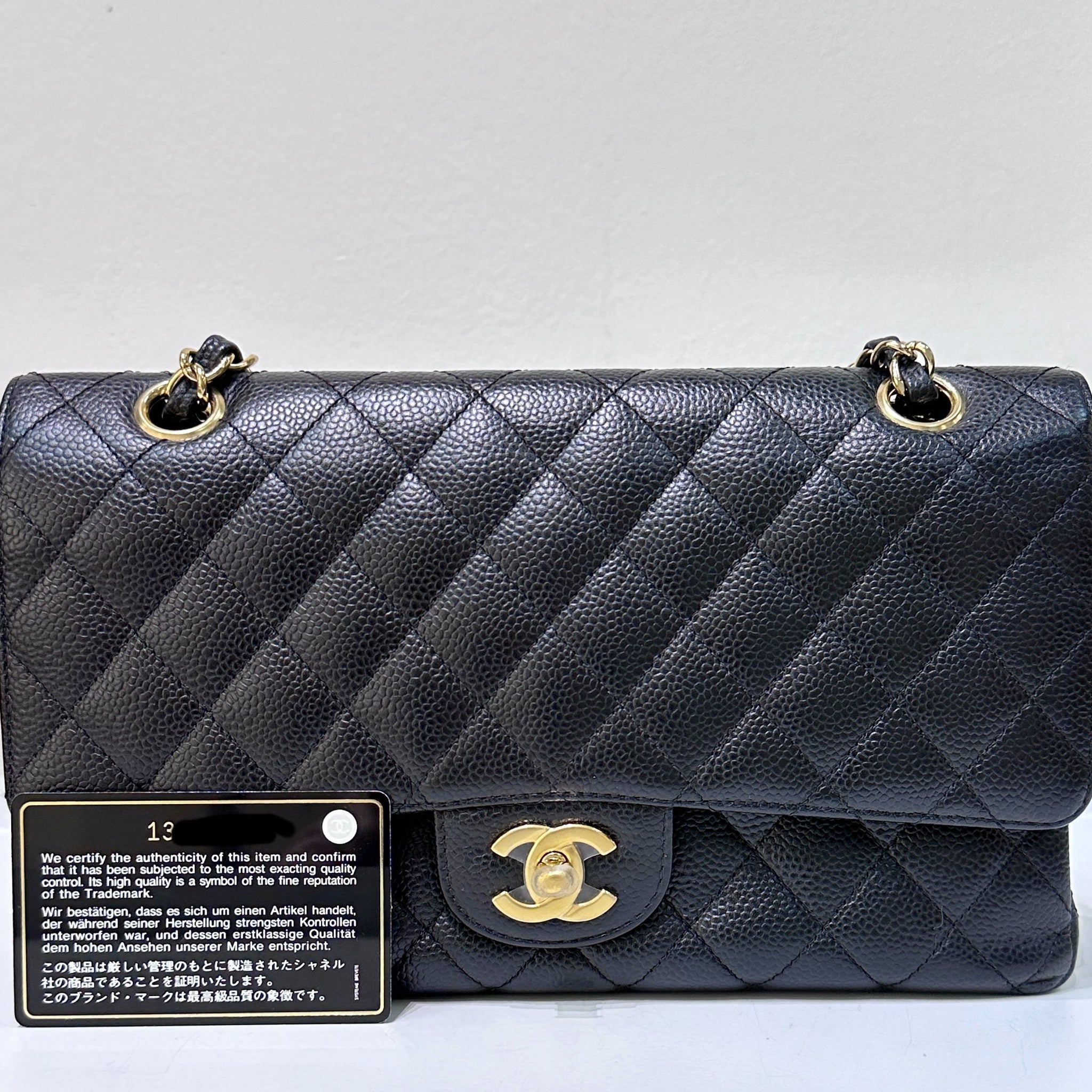 Chanel Medium Classic Flap Caviar Black Gold Hardware
