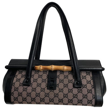 Gucci bamboo black leather handbag