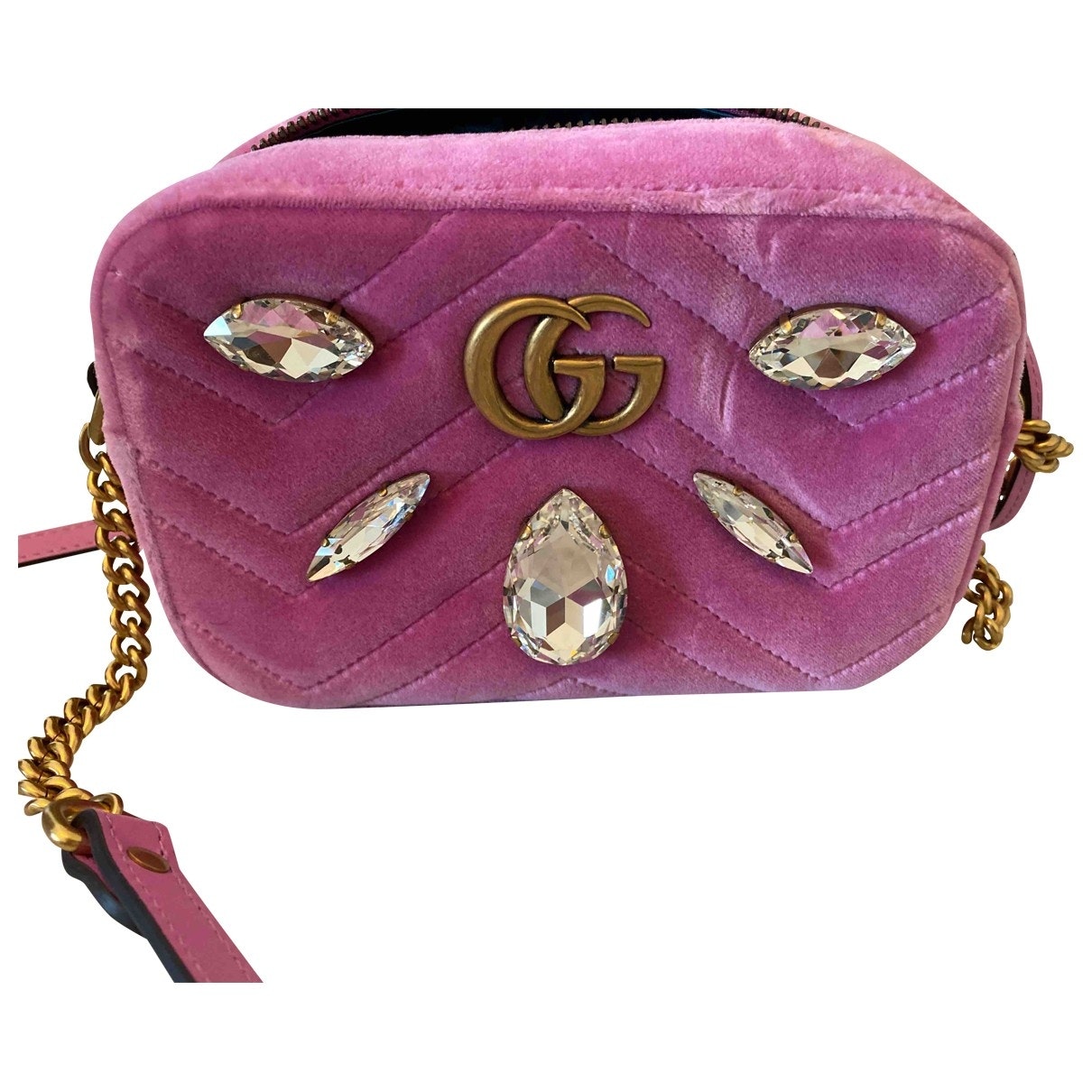 Gucci marmont pink velvet handbag