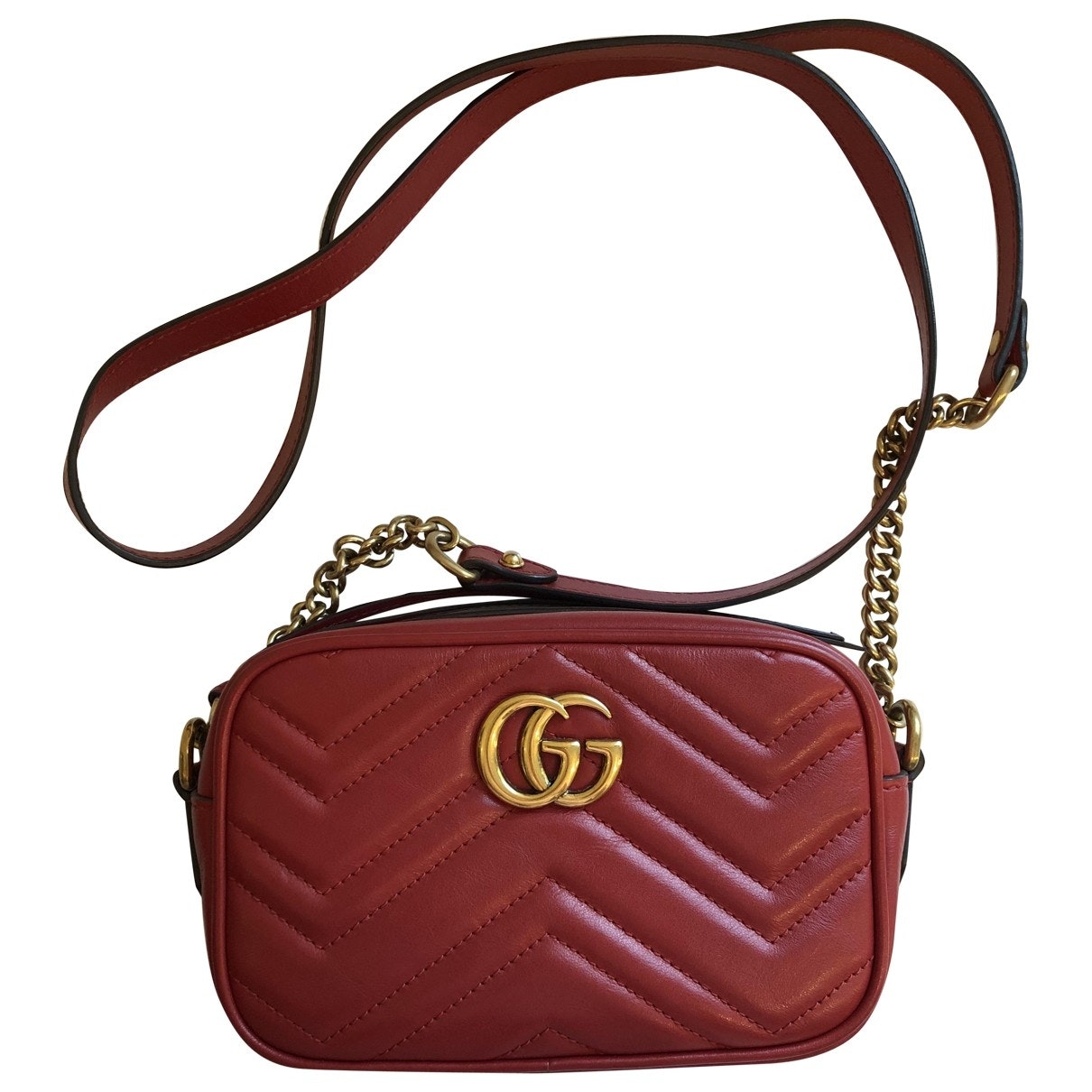 Gucci marmont red leather handbag