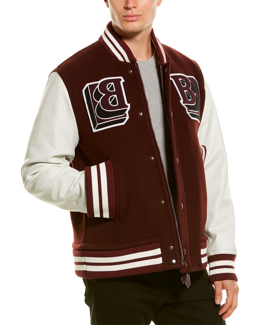 Burberry Leather-Trim Wool-Blend Bomber Jacket