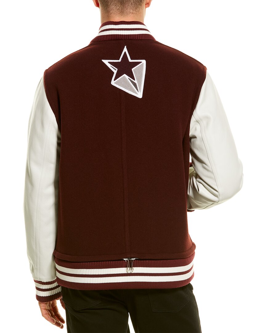 Burberry Leather-Trim Wool-Blend Bomber Jacket