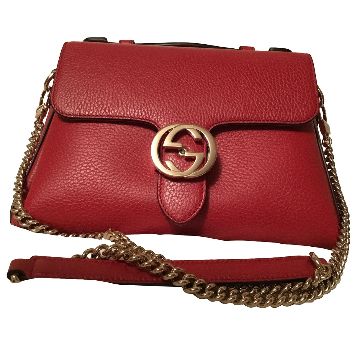 Gucci interlocking red leather handbag