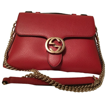 Gucci interlocking red leather handbag