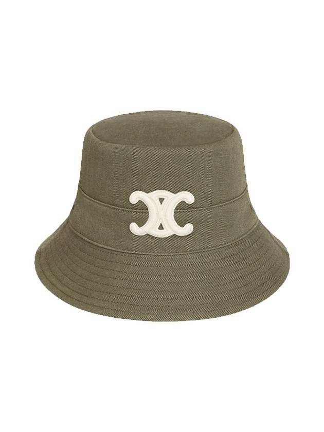 CELINE Triomphe Cotton Gabardine Bucket Hat Khaki