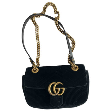Gucci marmont black velvet handbag
