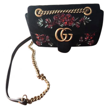 Gucci marmont black velvet handbag