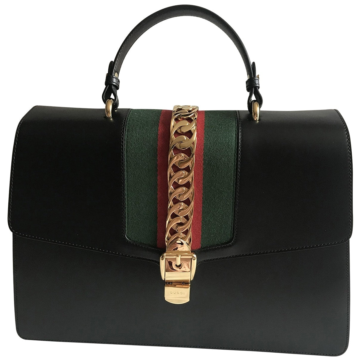 Gucci sylvie black leather handbag