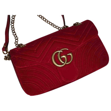 Gucci marmont red velvet handbag