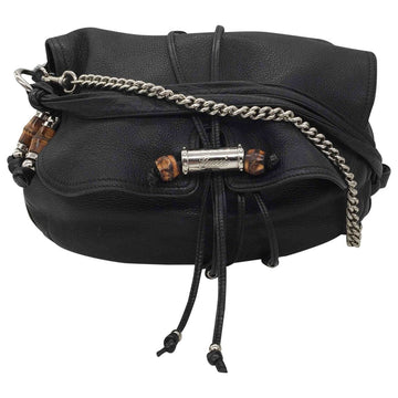 Gucci bamboo black leather handbag