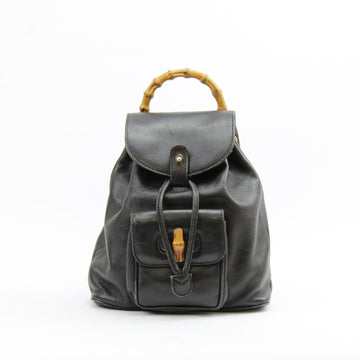 Gucci bamboo black leather backpacks