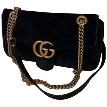 Gucci marmont black velvet handbag