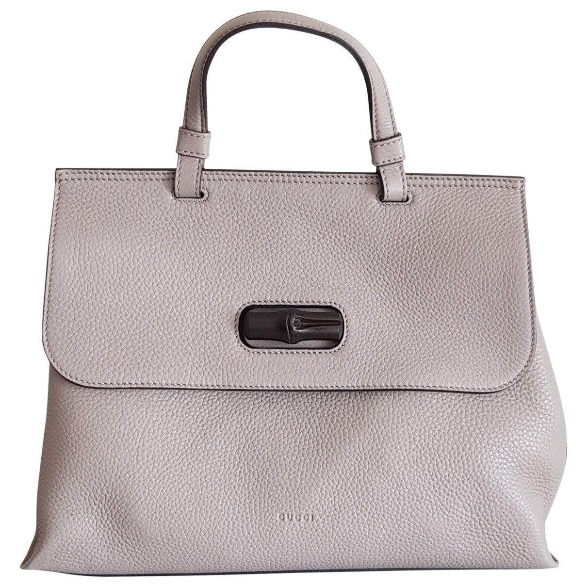 Gucci bamboo grey leather handbag