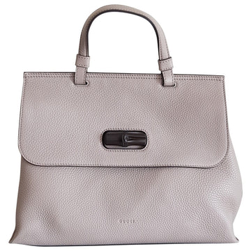 Gucci bamboo grey leather handbag