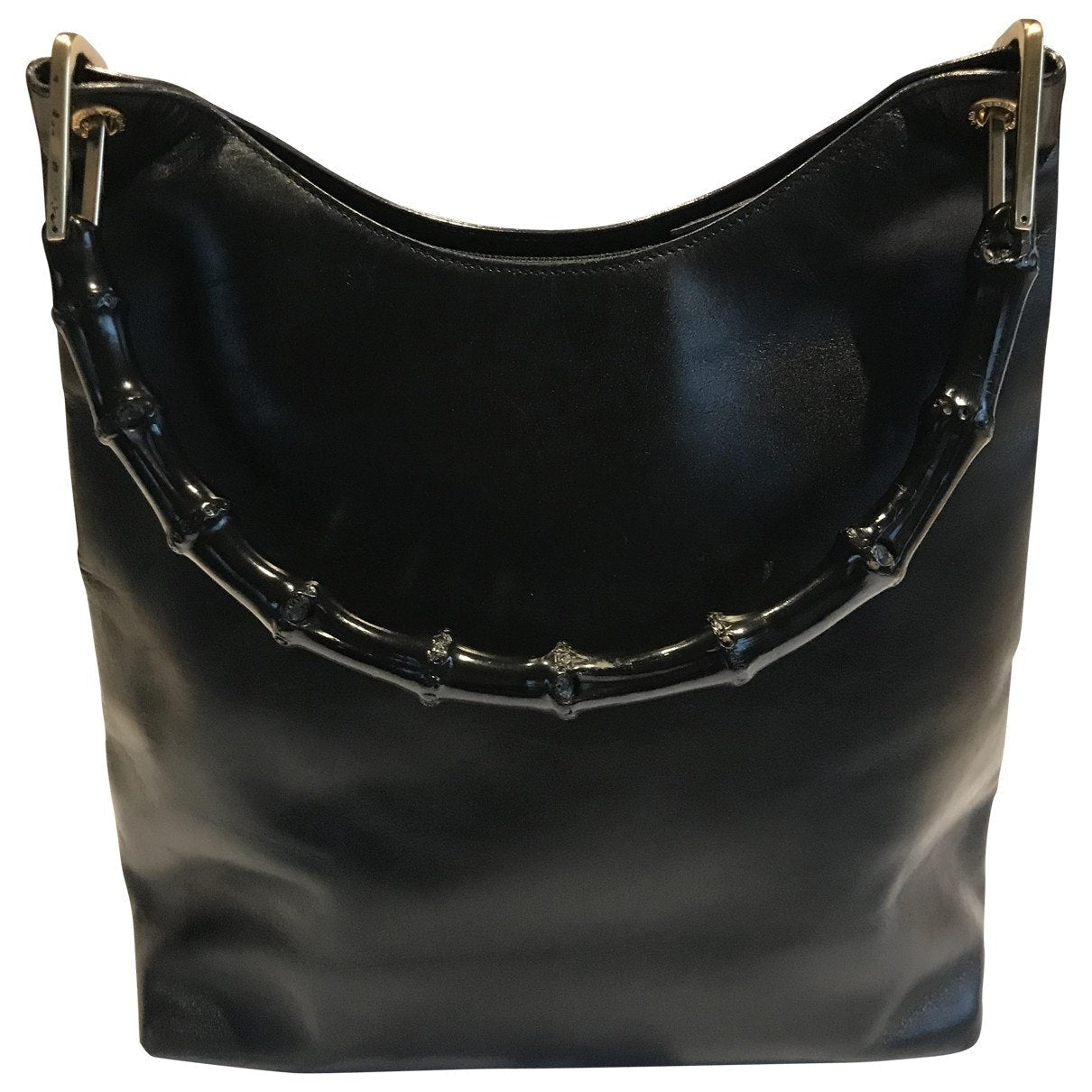Gucci bamboo black leather handbag