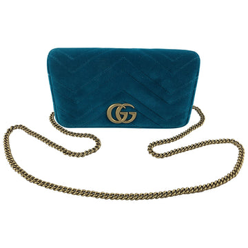 Gucci marmont blue velvet handbag