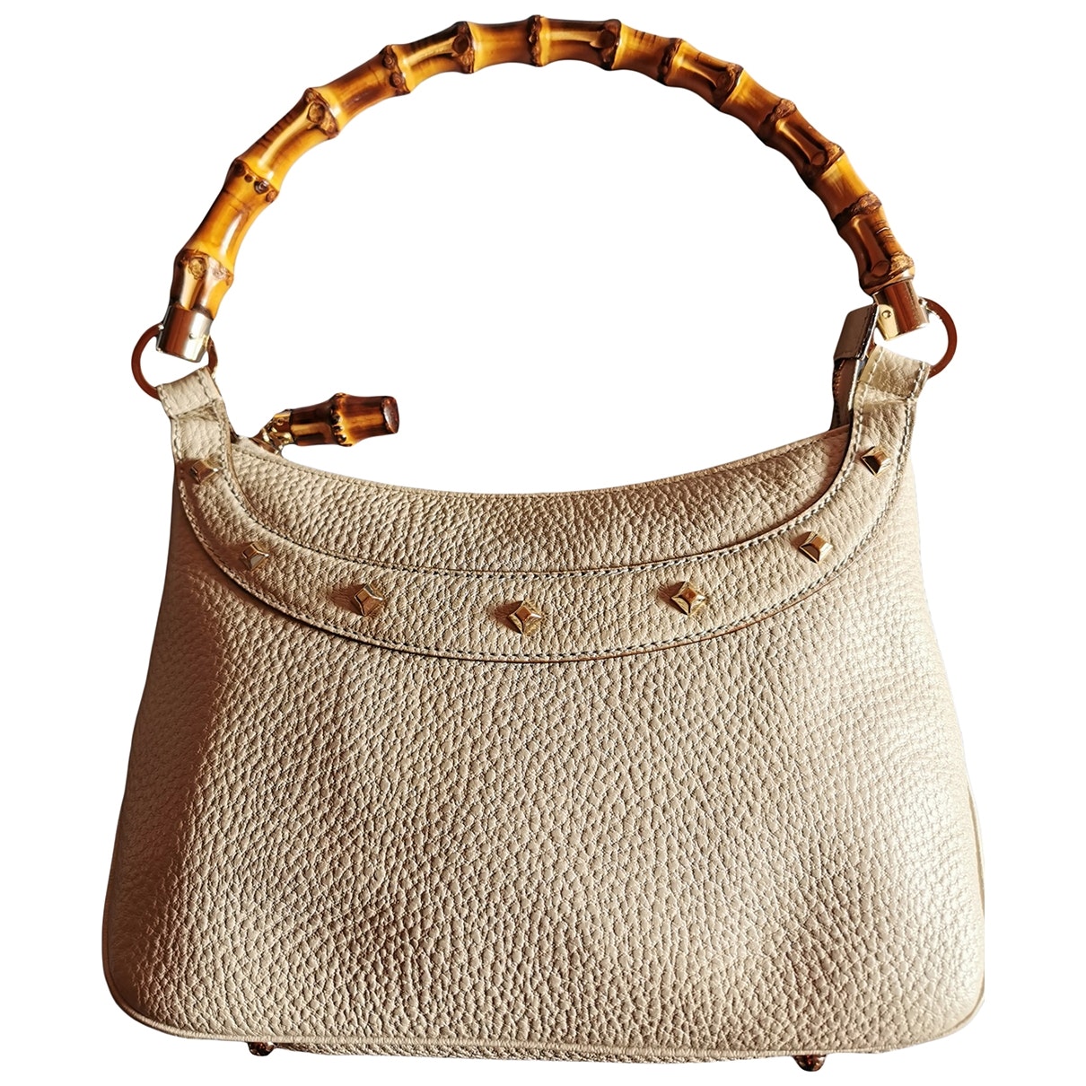 Gucci bamboo white leather handbag
