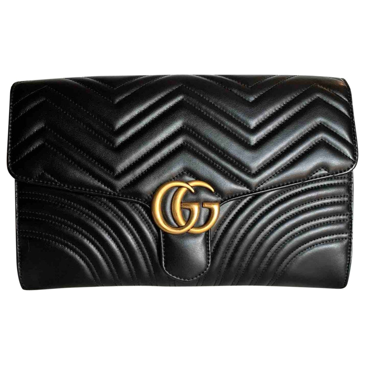 Gucci marmont black leather clutch bag