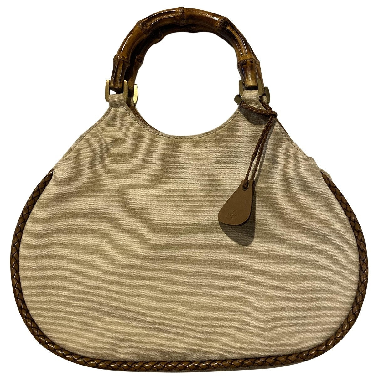 Gucci bamboo beige cloth handbag
